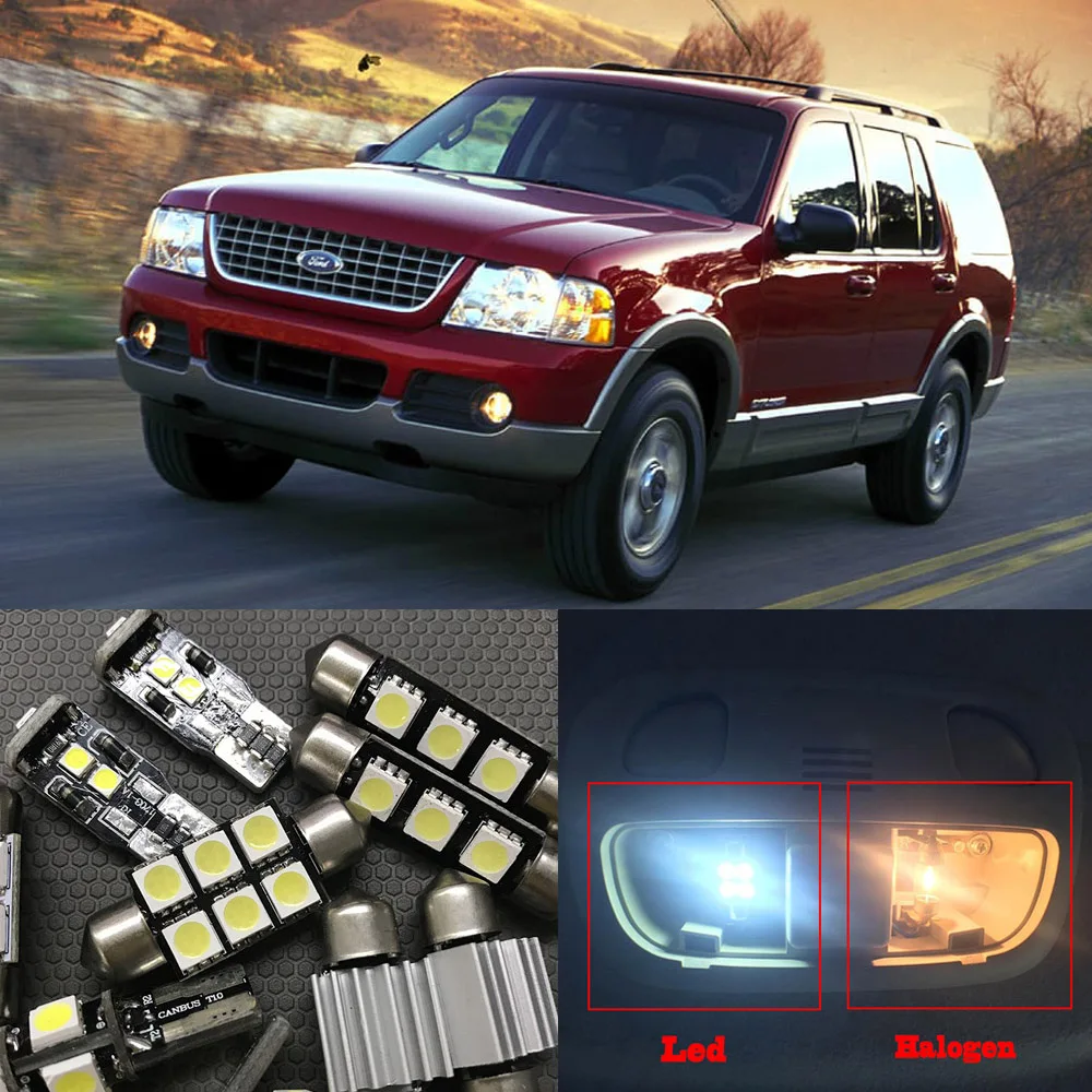 

12Pcs White LED Light Bulbs Interior Package Kit For Ford Explorer 2002 2003 2004 2005 Map Dome License Plate light Ford-B-11