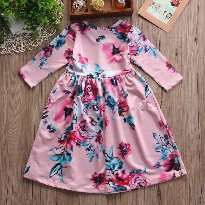 Toddler Kids Baby Girls Boho Long Foral Princess Party Dress Prom Beach Maxi Sundress Print Lovely Casual Sleeve Dresses | Детская