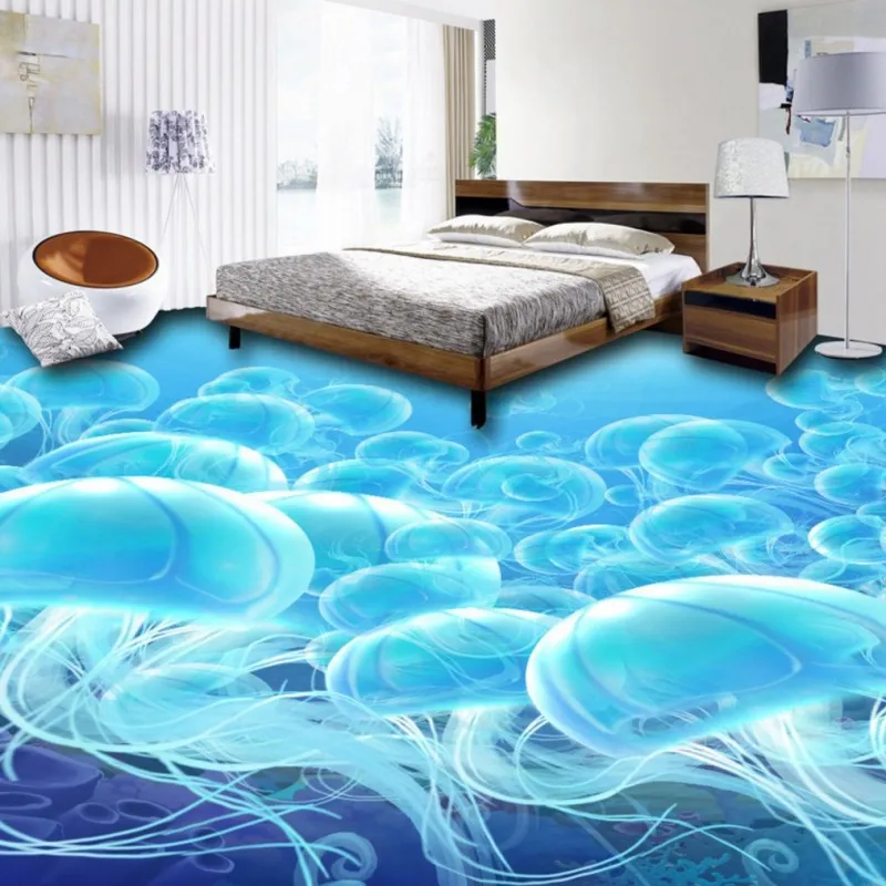 Бесплатная доставка Пользовательские подводный мир Медузы 3D пол живопись