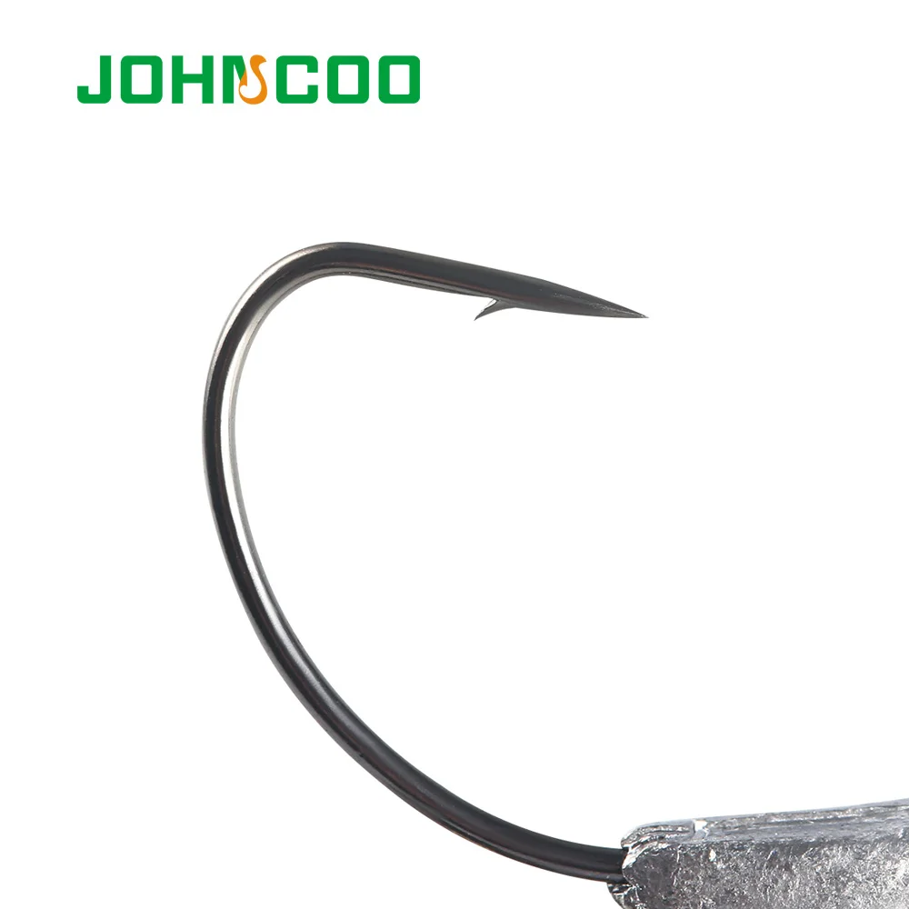 JOHNCOO 4 шт. офсетные рыболовные крючки свинцовые вес ed кривошипный крючок с ложкой мягкие приманки крючок добавить свинцовый вес крючок под червя