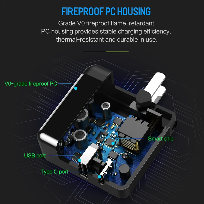 ROCK Type C PD USB Мобильный телефон зарядное устройство для iPhone X 8 Plus адаптер 36 Вт