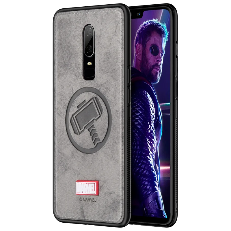 Оригинальные фирменные Чехлы для телефона Oneplus 6 Марвел Тор Железный человек паук противоударный тканевый задний Чехол для Oneplus 6t 1+ 6T Coque - Цвет: Thor