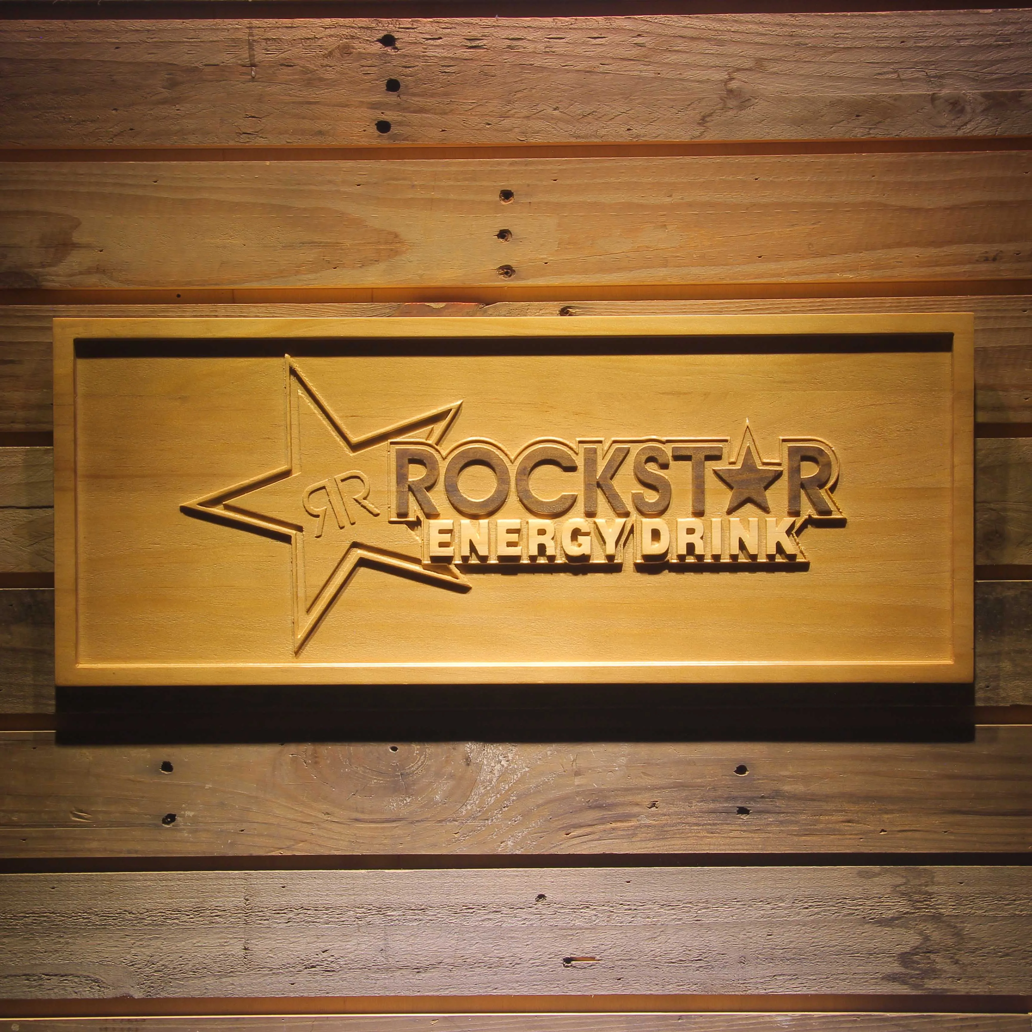 Rockstar энергетический напиток бар 3D деревянный знак|Таблички и знаки| |