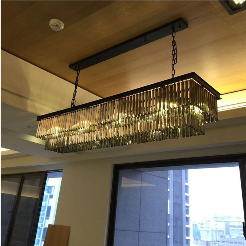 Американская прямоугольная хрустальная люстра в европейском стиле роскошная