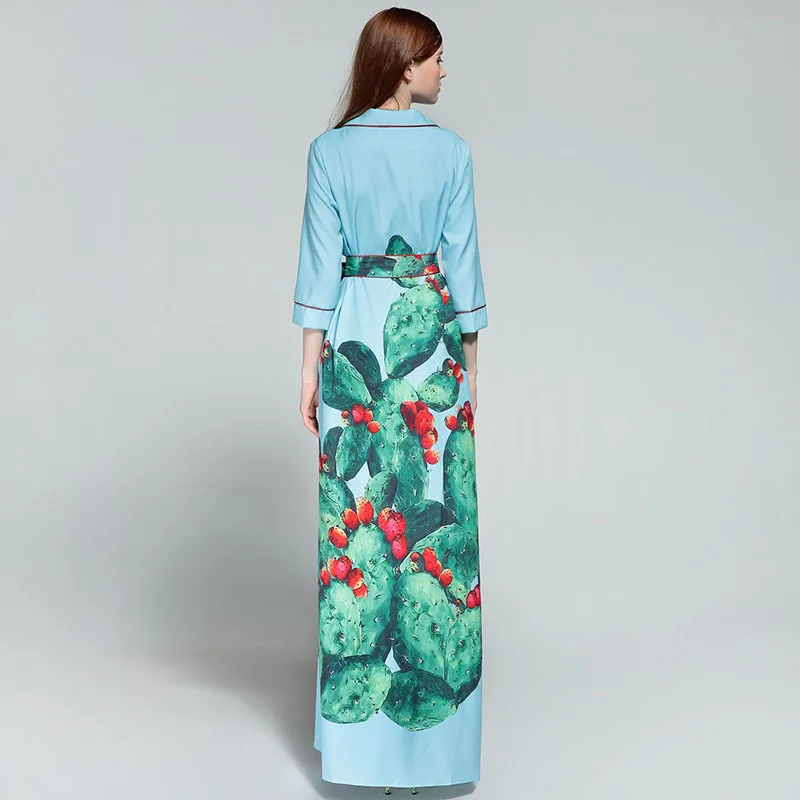 Платье взлетно-посадочной полосы моды 2017 Для женщин Элегантный Винтаж осень-зима