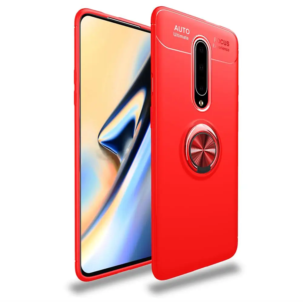 Для Oneplus 7 Pro Чехол Oneplus7 Pro Чехол кольцо держатель Мягкий Силиконовый противоударный чехол для One Plus 7 Pro 1+ 7 Pro Чехол - Цвет: Красный