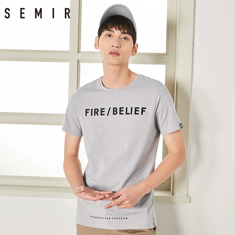 SEMIR 100% хлопок летняя футболка для мужчин топы футболки с коротким рукавом
