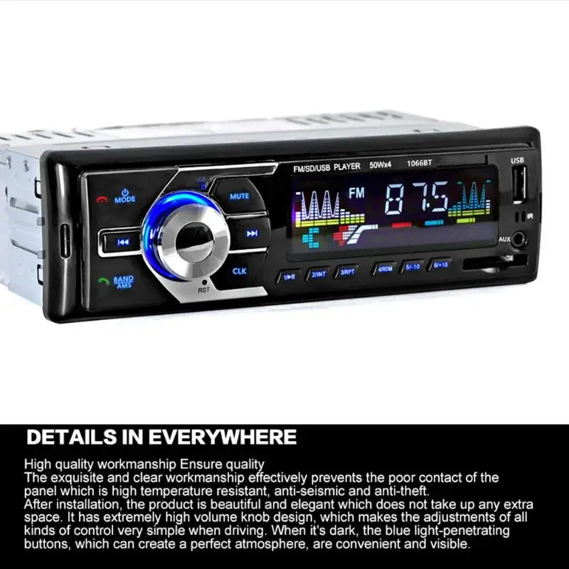 Автомобильный Радио плеер 12 в Bluetooth музыкальный плеер Hands-free MP3 плеер In-Dash вызов Авто аудио стерео SD MP3 плеер AUX USB