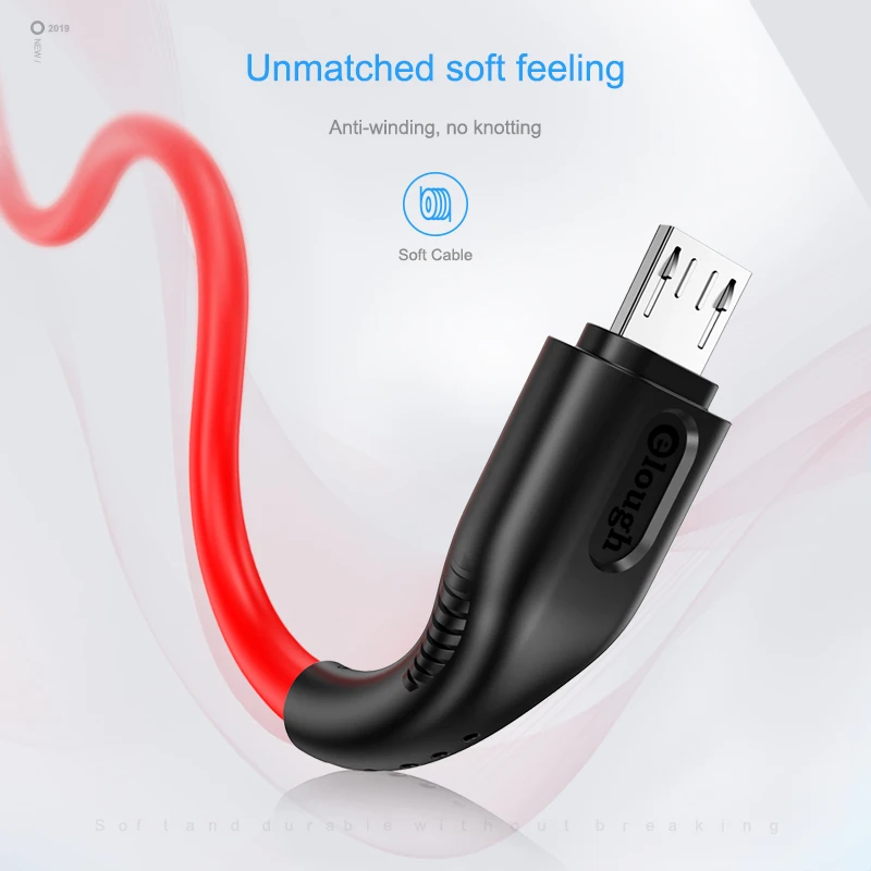 Elough Micro USB кабель для Xiaomi Redmi Note 7 2.4A Быстрая зарядка USB кабель для samsung S9 S8 плюс эластичный зарядки шнур