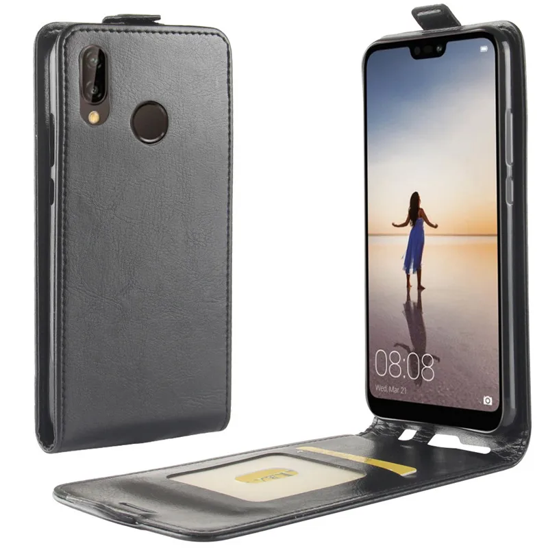 black Для huawei P20 Lite чехол, кожаный чехол, защитный чехол, Funda для huawei P 20 Lite, флип чехол s - Цвет: black