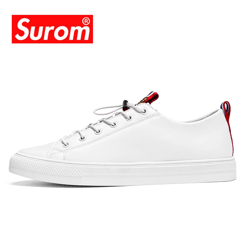 Мужские классические кожаные туфли SUROM белые вулканизированные для отдыха