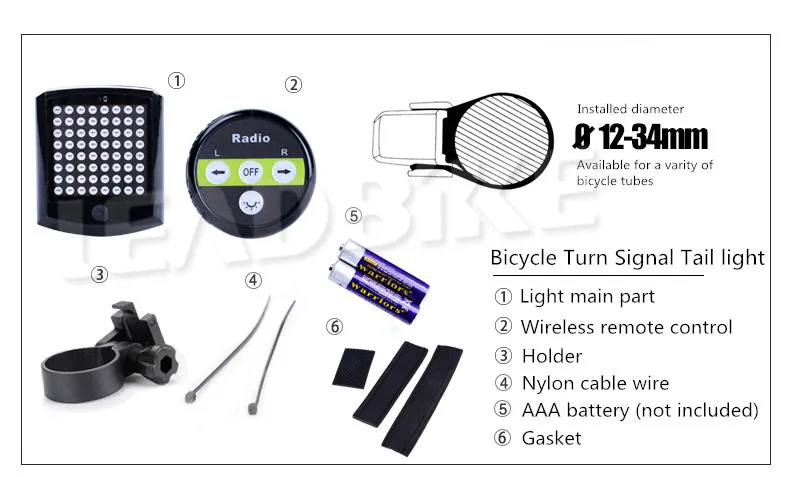 Leadbike 64 светодиодный велосипедный задний фонарь светильник с Беспроводной дистанционного Управление велосипед поворотник Предупреждение светильник ночной езды