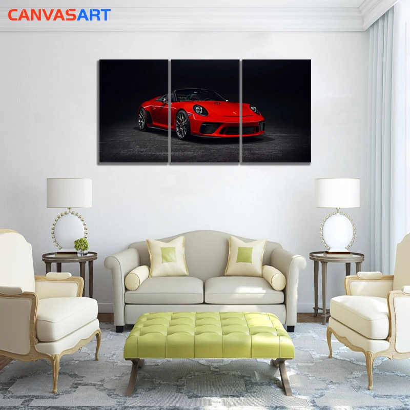 Холст искусство 5 HD Печать роскошный спортивный автомобиль 911 Carrera S Красный