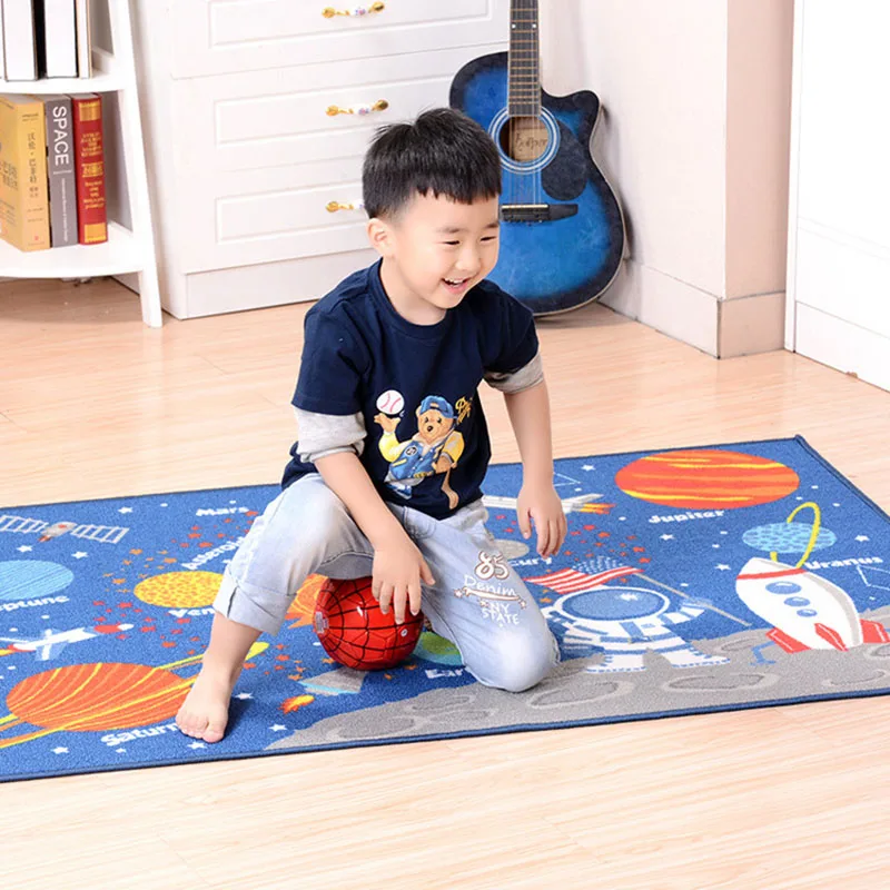 Синий космический ковер с рисунком Галактики коврик из текстиля маленький для