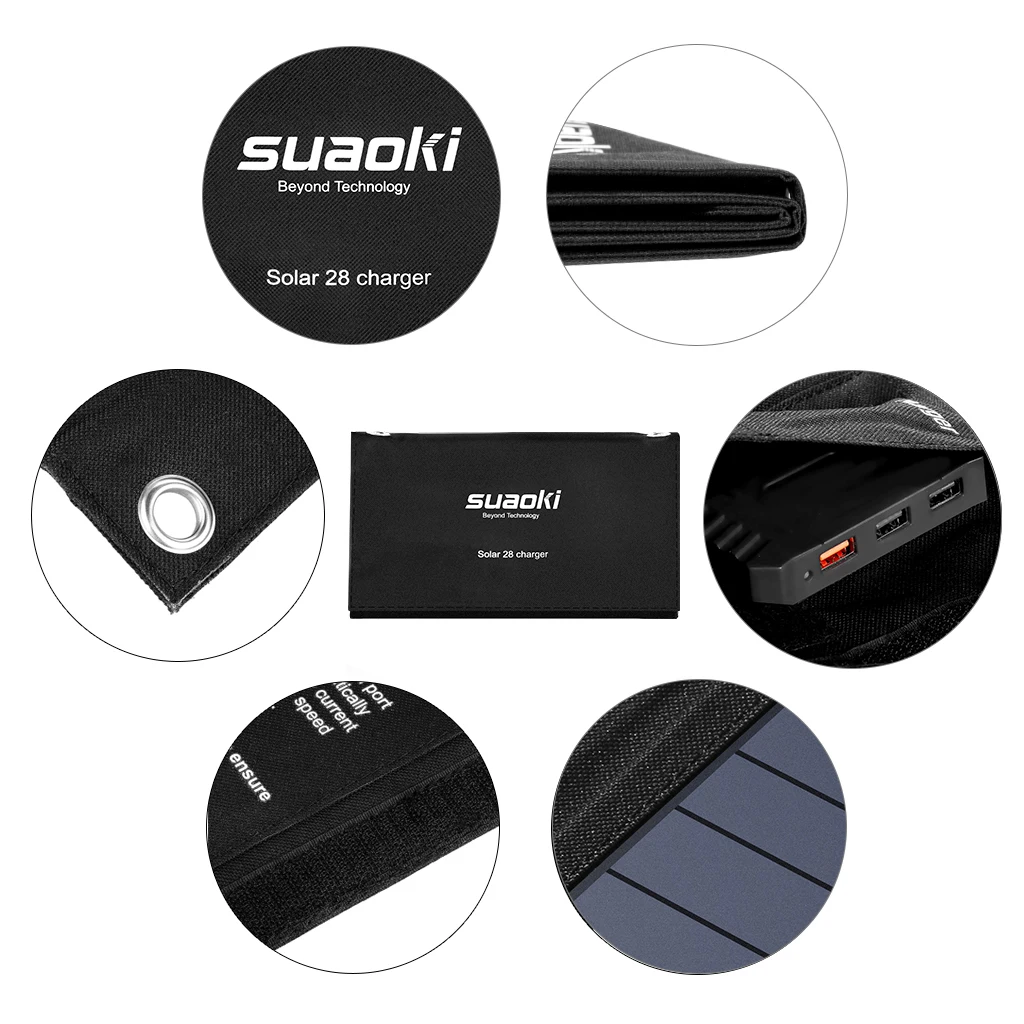 Suaoki портативный 28 Вт Складная солнечная панель зарядное устройство с QC 3 0 Быстрая