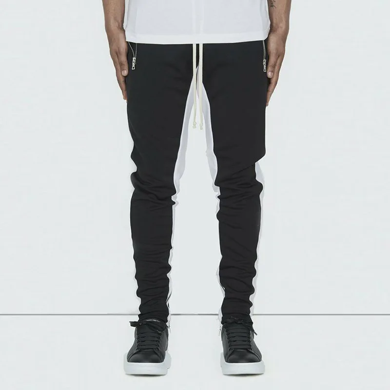 black-white Stripe Joggers Штаны Для мужчин осень Повседневное спортивные штаны мужские туфли до лодыжки на молнии Узкие брюки одежда в стиле хип-хоп WG314 - Цвет: black-white