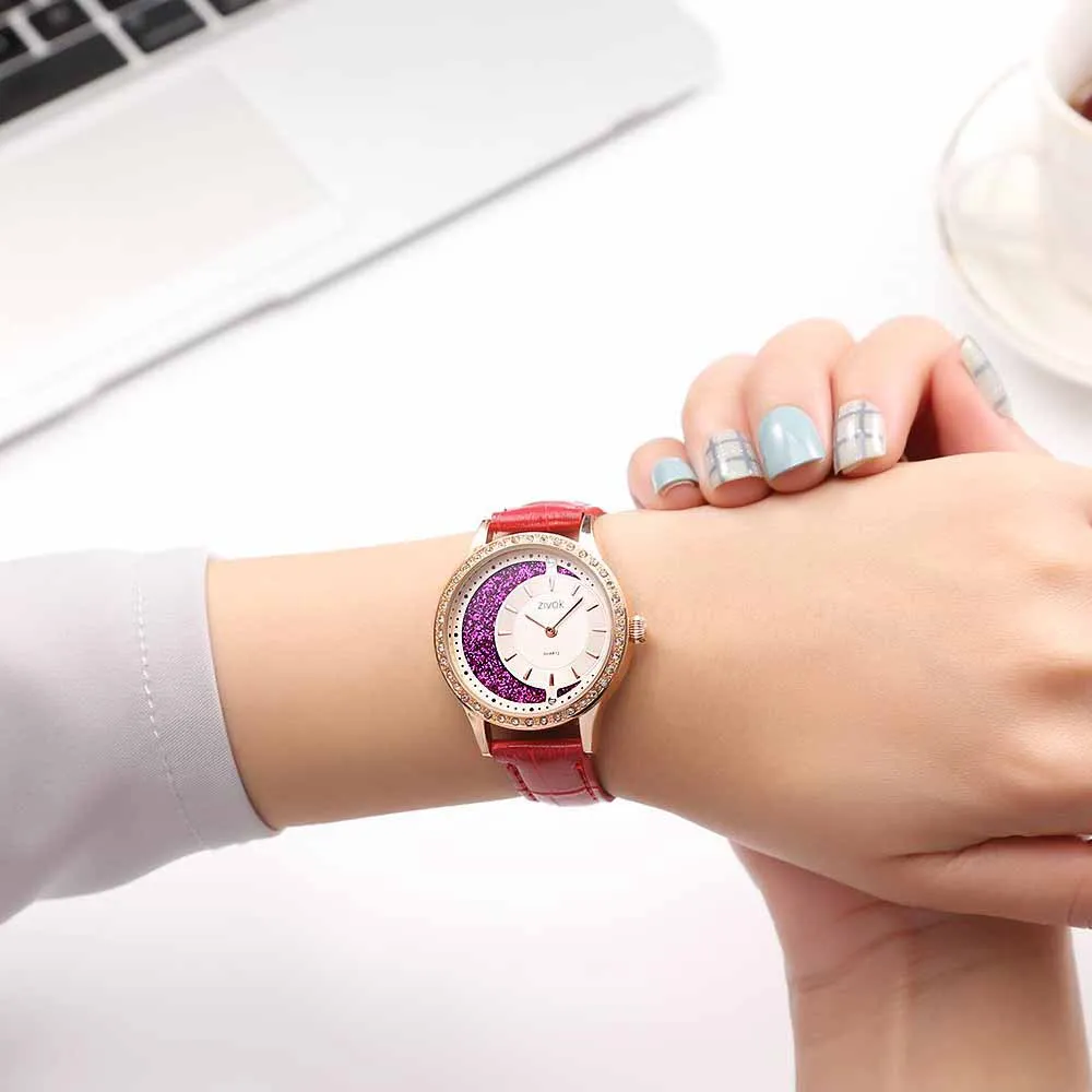 Zivok роскошные женские часы Relogio Feminino модные кожаные для влюбленных Кварцевые
