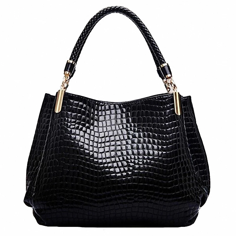 

Women Crocodile Pattern Handbag PU Leather Large Shoulder Bag Black Female Hobos Bag Alligator Handbag Messenger Bags
