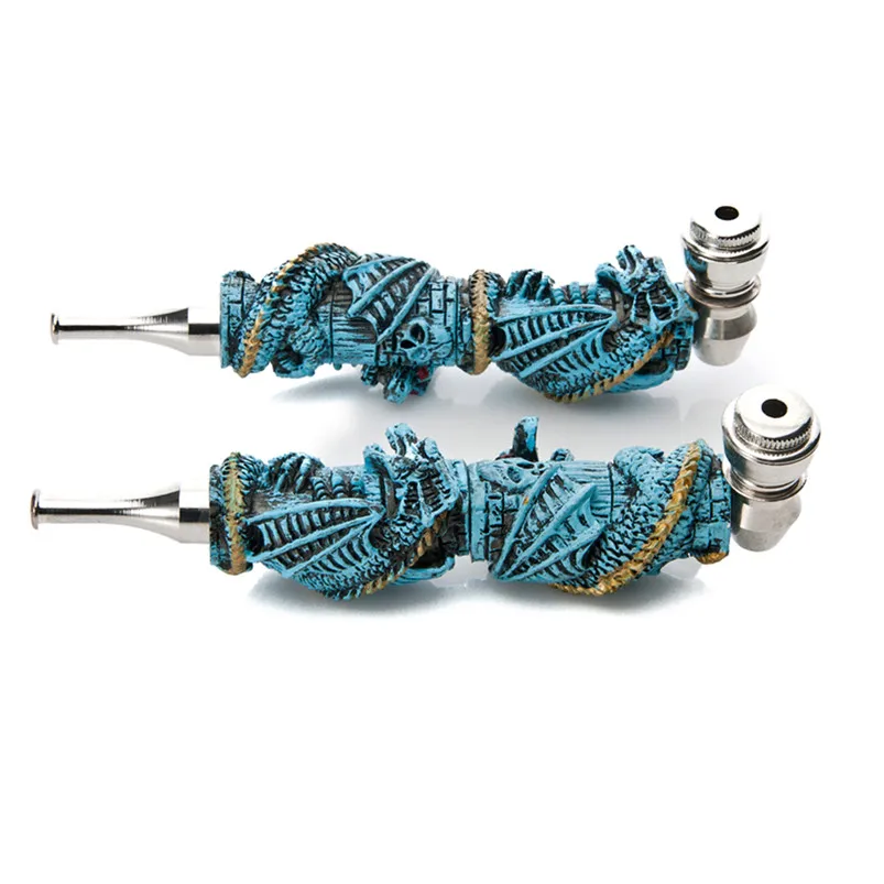 Трубка для табака с синим драконом 1 шт. смола + металлическая трубка курения