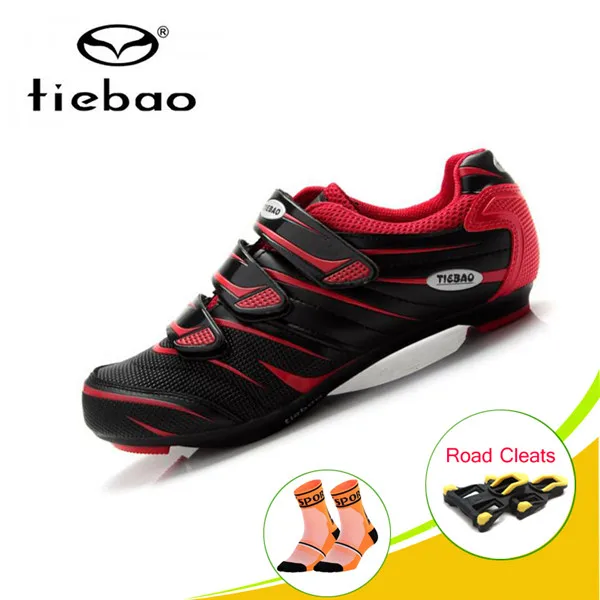 816A R with cleats TIEBAO/Мужская велосипедная обувь; bicicleta carretera; самоблокирующаяся обувь для езды; Zapatos; обувь для шоссейного велосипеда с легким замком; обувь для езды на велосипеде - Цвет: 816A R with cleats