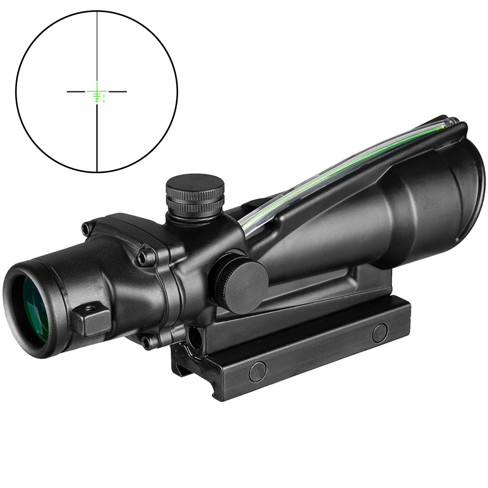 ACOG 5x35 двойной подсветкой шеврон Красный Зеленый Крест оптоволоконный прицел Охота прицел Сетка Тактический винтовка Оптический прицел - Цвет: BGS