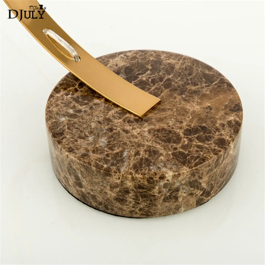 Американская Металлическая абажур Мраморная основа Золотая Настольная лампа