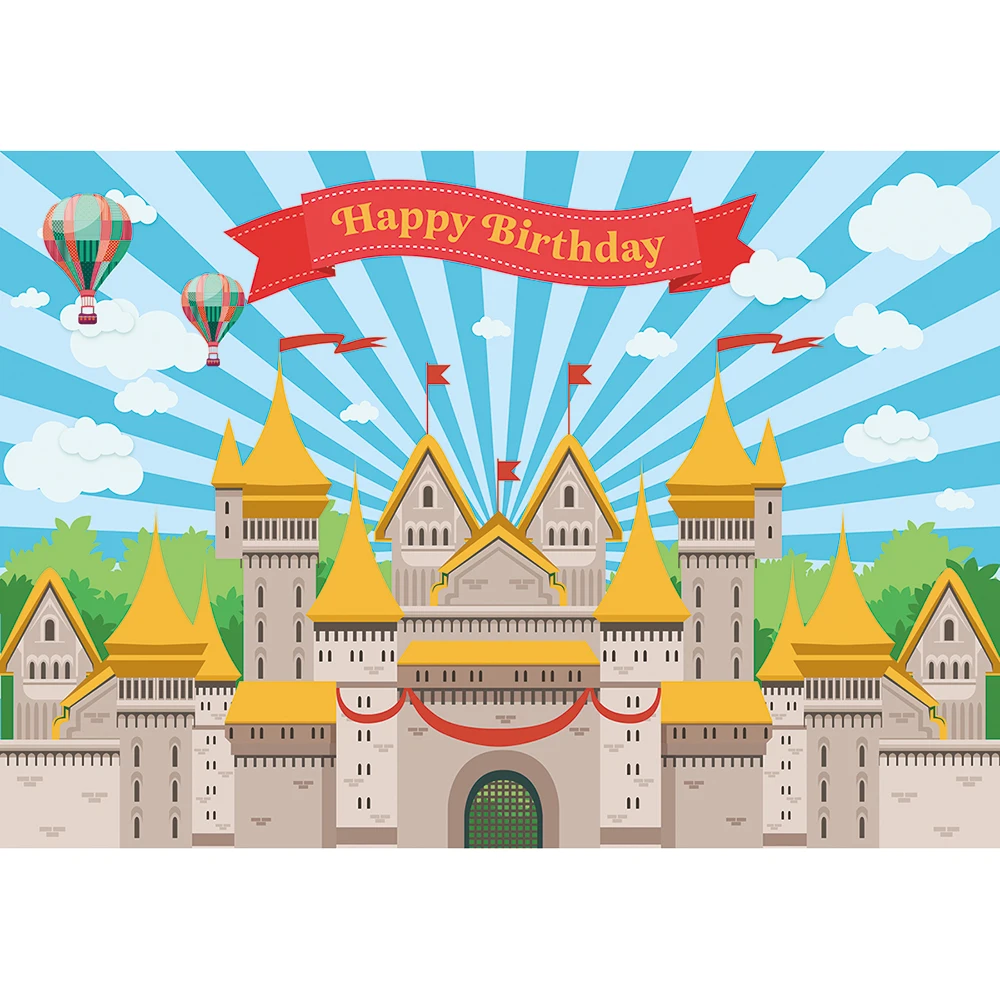 Allenjoy фоны для фотосъемки воздушный шар замок мультфильм синие полосы ленты день