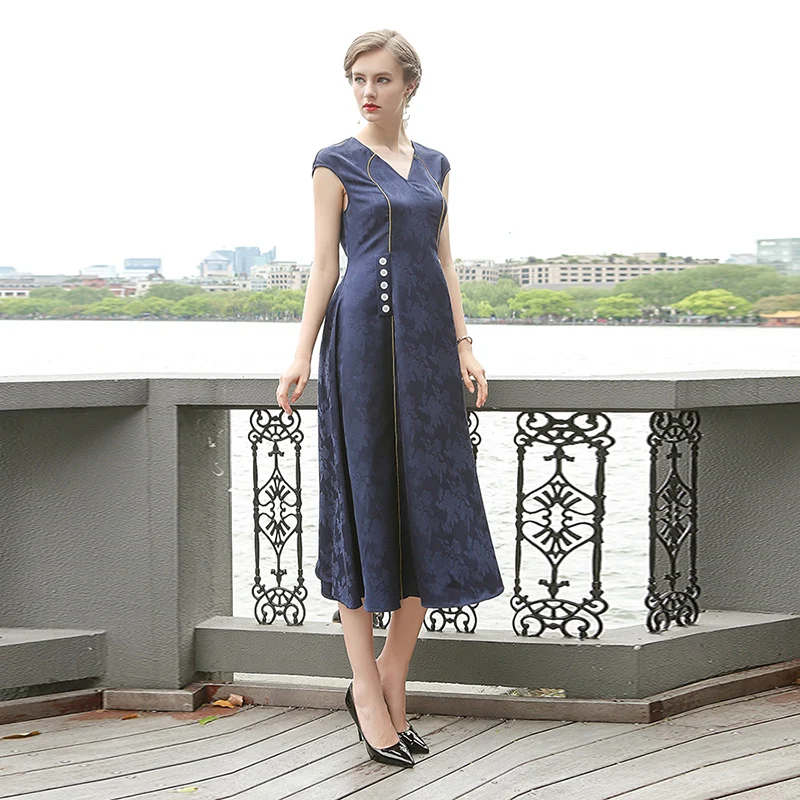 Женское винтажное платье VOA длинное облегающее большого размера из тяжелого