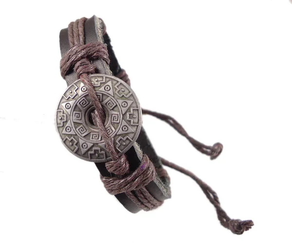 2015 модный винтажный браслет ручной работы из натуральной кожи для женщин и