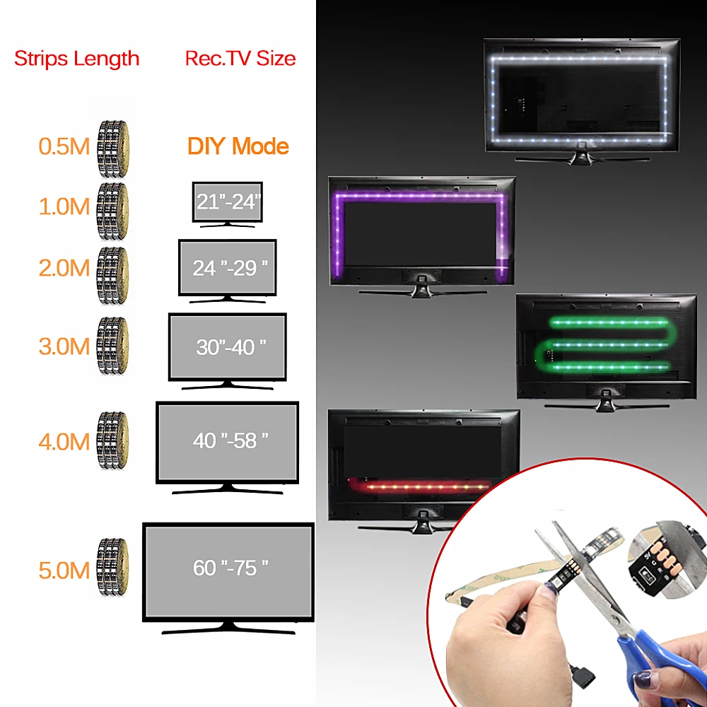 5V USB светодиодный Ночной светильник 1 м/2 м/3 м телефон Bluetooth Управление дома ТВ ПК Подсветка ночника Mini 3 клавиши неоновые Светодиодные ленты ночной Светильник