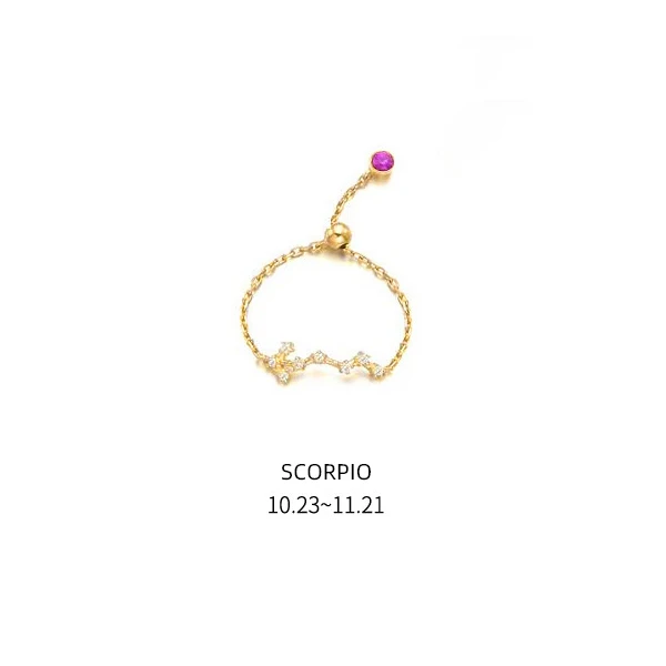 Modian Twelve Constellations Finger Ring 925 Sterling Silver Female Pisces Cancer Aries Leo Rings For Women Charm Jewelry - Цвет основного камня: SCORPIO