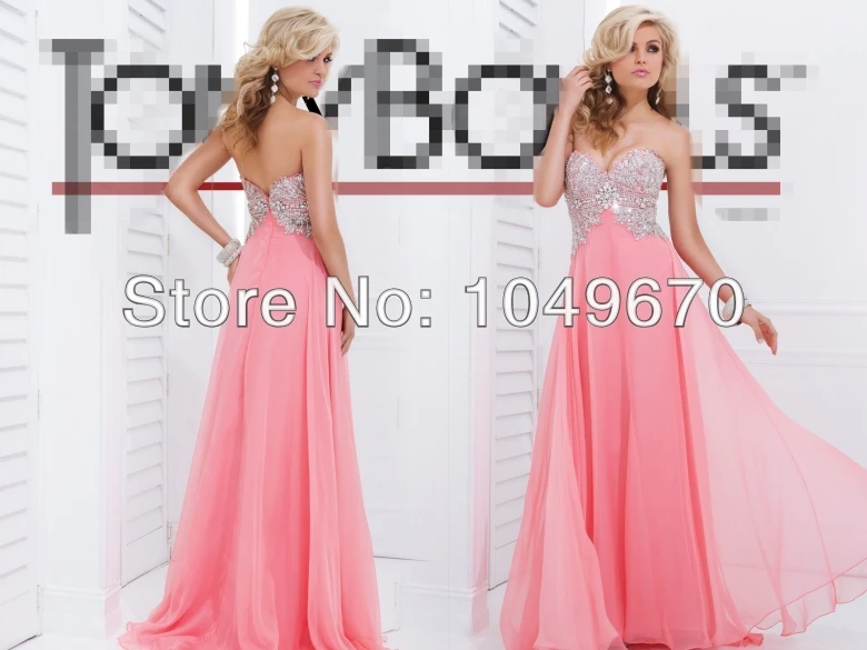2014 New Style Sweetheart Shiny Crystal Prom Dresses Floor Length Chiffon Formal Evening Dress Free Shipping N389 | Свадьбы и
