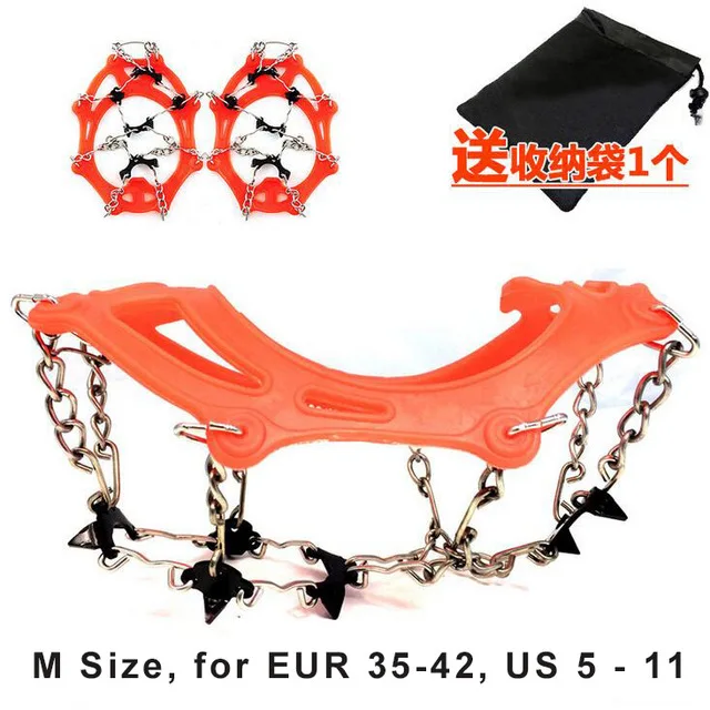 orange szie M 2 шт. 8-зубы 2 Цвет спортивные анти-скольжения ледяным скалам! футбольные бутсы с драконьим жемчугом ручки кошки Сеть Спайк «Холодное сердце» Пеший Туризм Восхождение - Цвет: orange szie M
