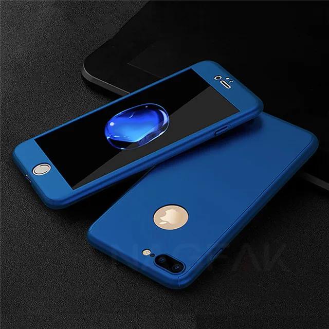 Shell and glass NAGFAK 360 полный защитный чехол для телефона для iPhone 8 7 6 6s 7 Plus 5 5S SE противоударный чехол для iPhone 7 8 Plus 6 5S 6s Чехол - Цвет: Shell and glass