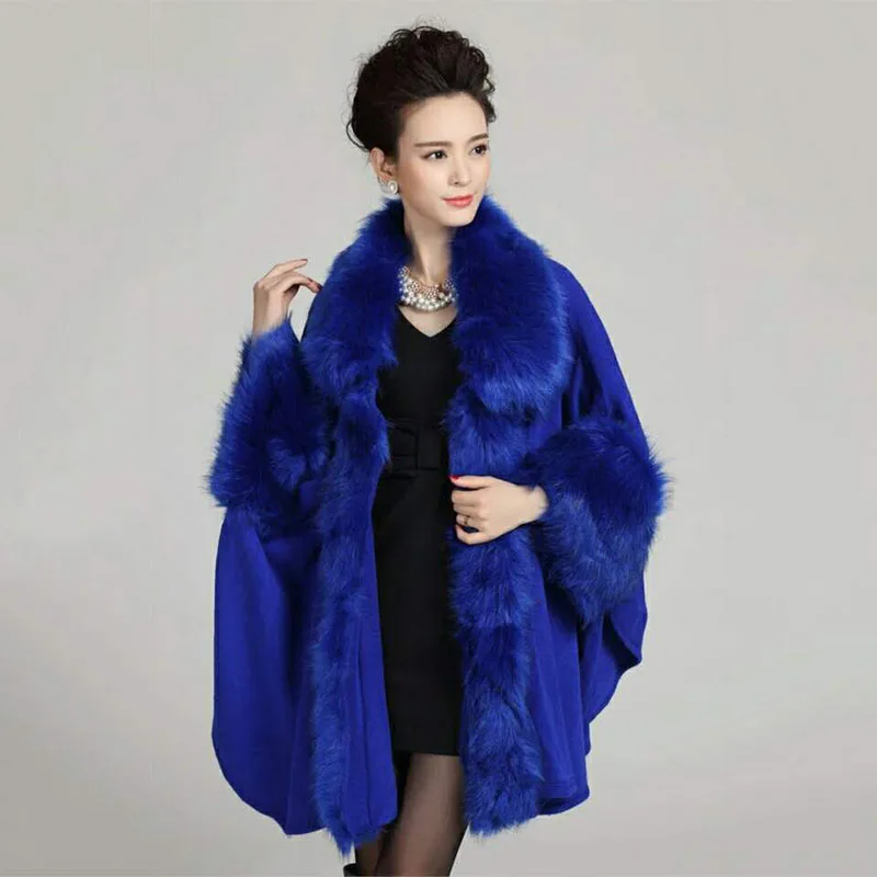 Зимнее длинное модное пальто из искусственного меха накидка вязаная хорошее с