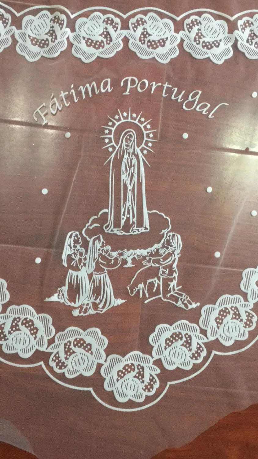 Фатима Португалия белый и черный Флокирование кружева католическая Фата