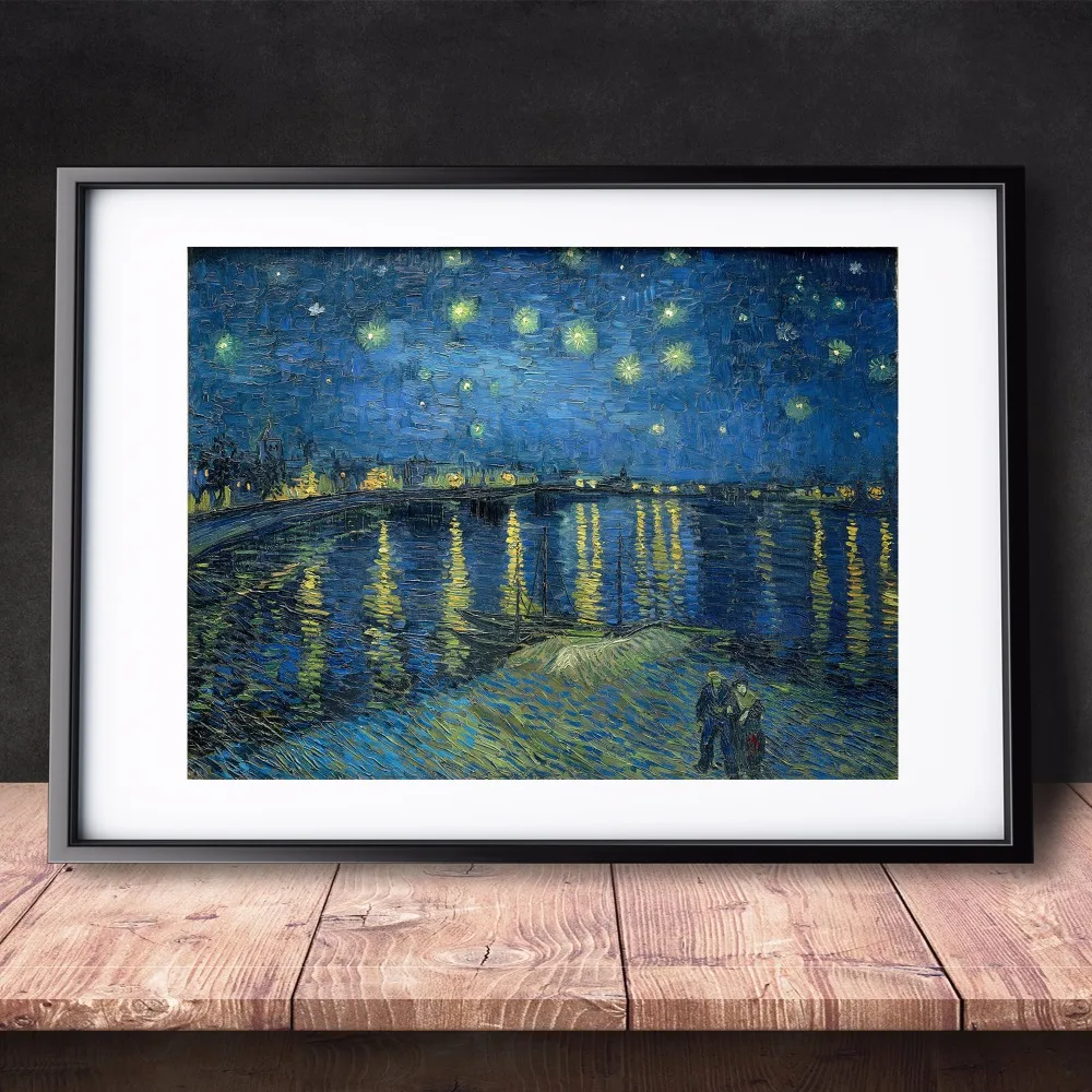 

Starry Night Over the Rhone 1888 Canvas Art Print Painting Poster Wall Pictures For Room Home Decorative Bedroom Decor No Frame