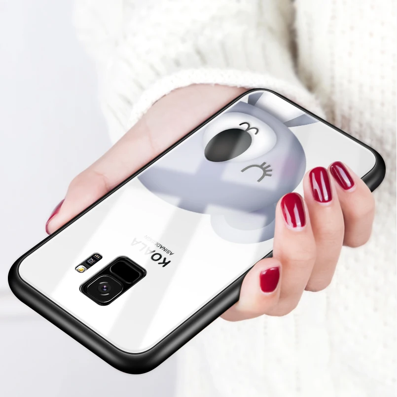 Tempered Glass Case For Samsung Galaxy S8 Cover Cute Cartoon Protective S9 Plus Shockproof Bumpers |