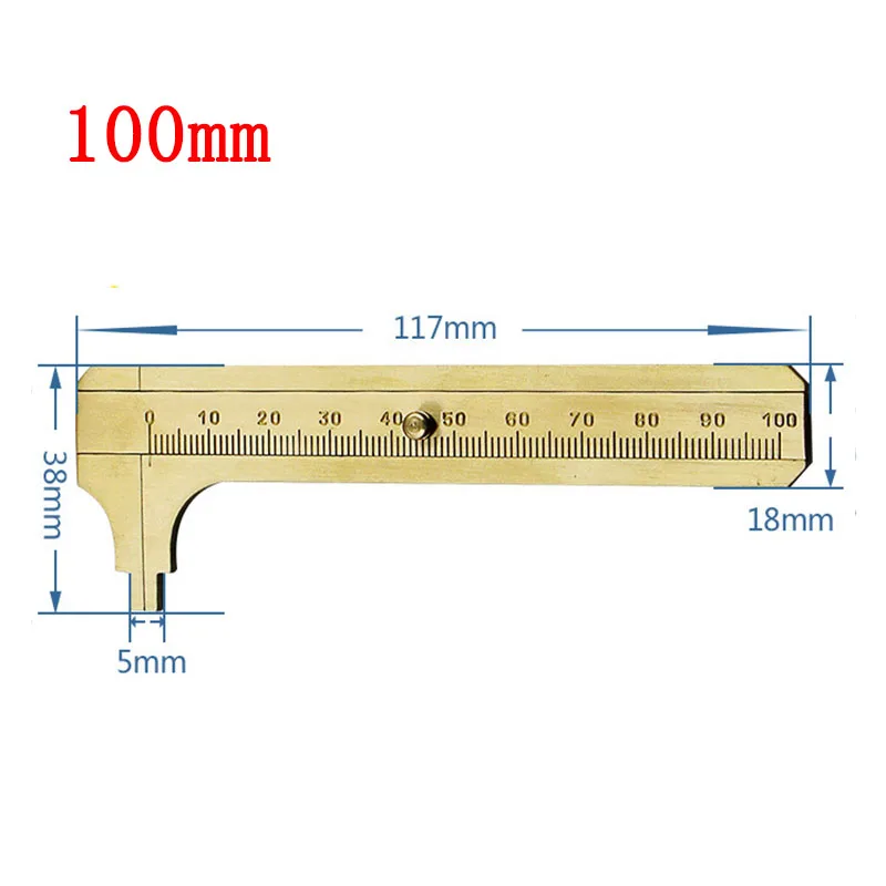 dan-100mm Высокое качество Мини медный калипер из чистой меди vernier двухшкальная измерительная линейка портативная ретро - Цвет: dan-100mm