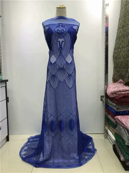 2018 high quality african lace fabric royal blue french gold sequin white apricot nigerian fabrics red | Дом и сад