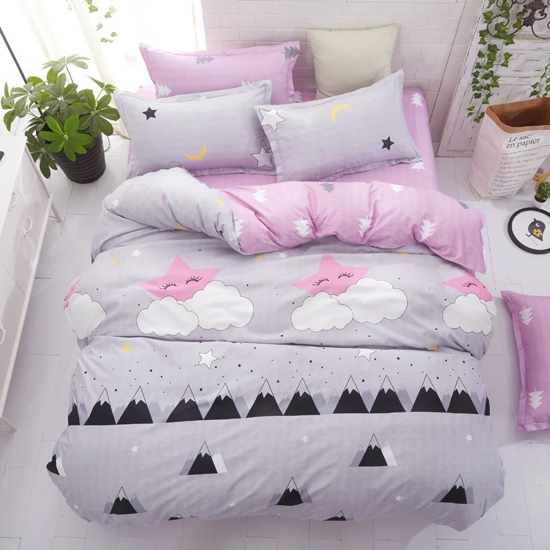 

Grey bedding set summer bed linens 3or 4pcs/set duvet cover set Pastoral bed set kids / Adult bedding bedclothes queen king52