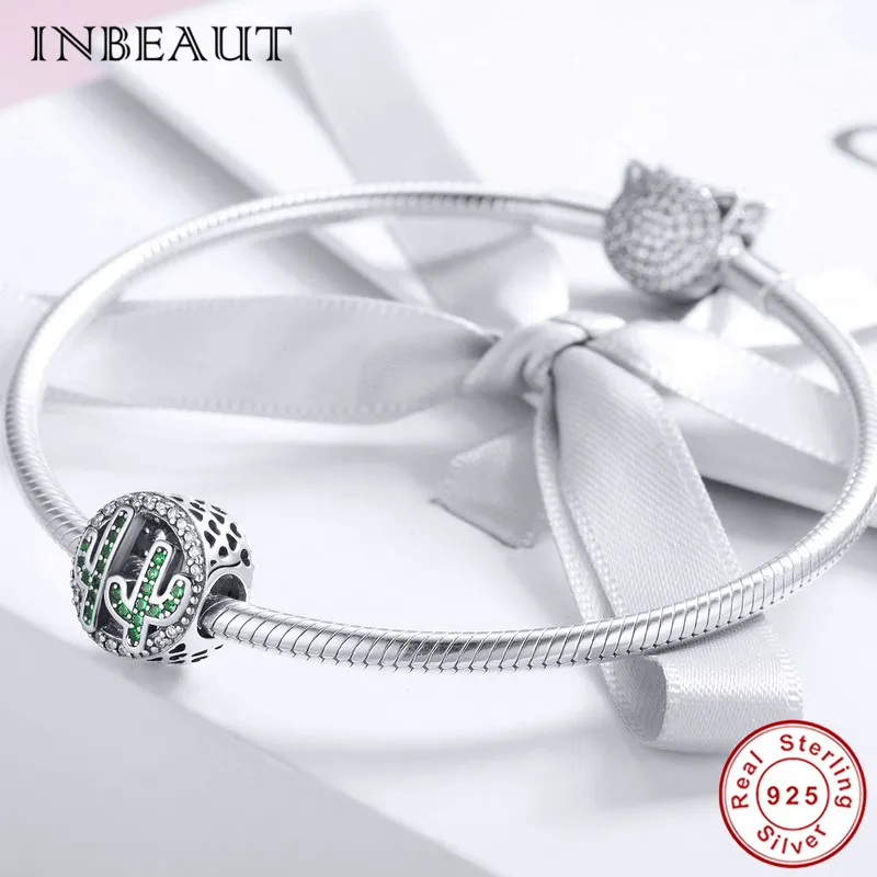 INBEAUT 100% 925 пробы серебряные зеленые кубические Zirocnia пляж кактус Тропическое
