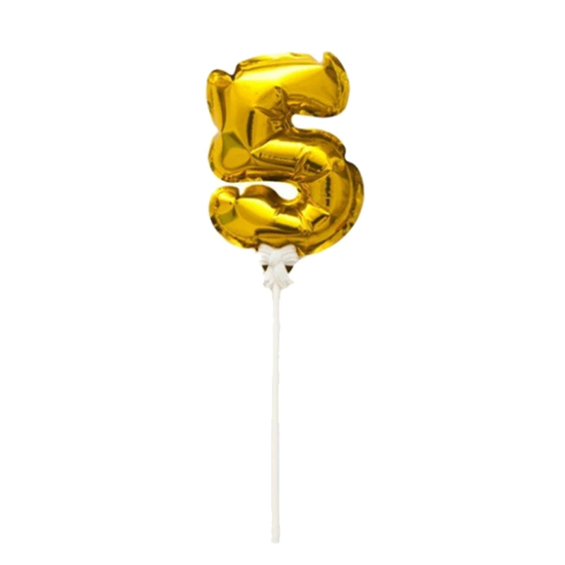 Gold 5 Mini мини золотые фольги номер воздушный шар топперы на свадебный торт украшения вечерние Детские Взрослые День рождения Юбилей флажки для торта поставки - Цвет: Gold 5