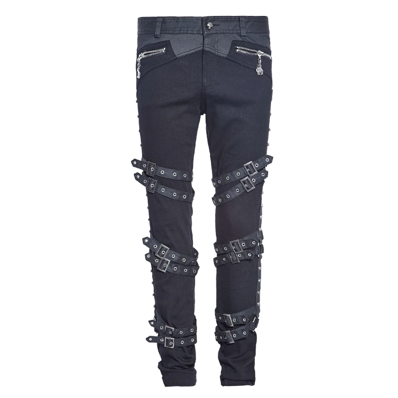 Мужские брюки-карандаш в стиле панк повседневные хлопковые эластичные Готик |