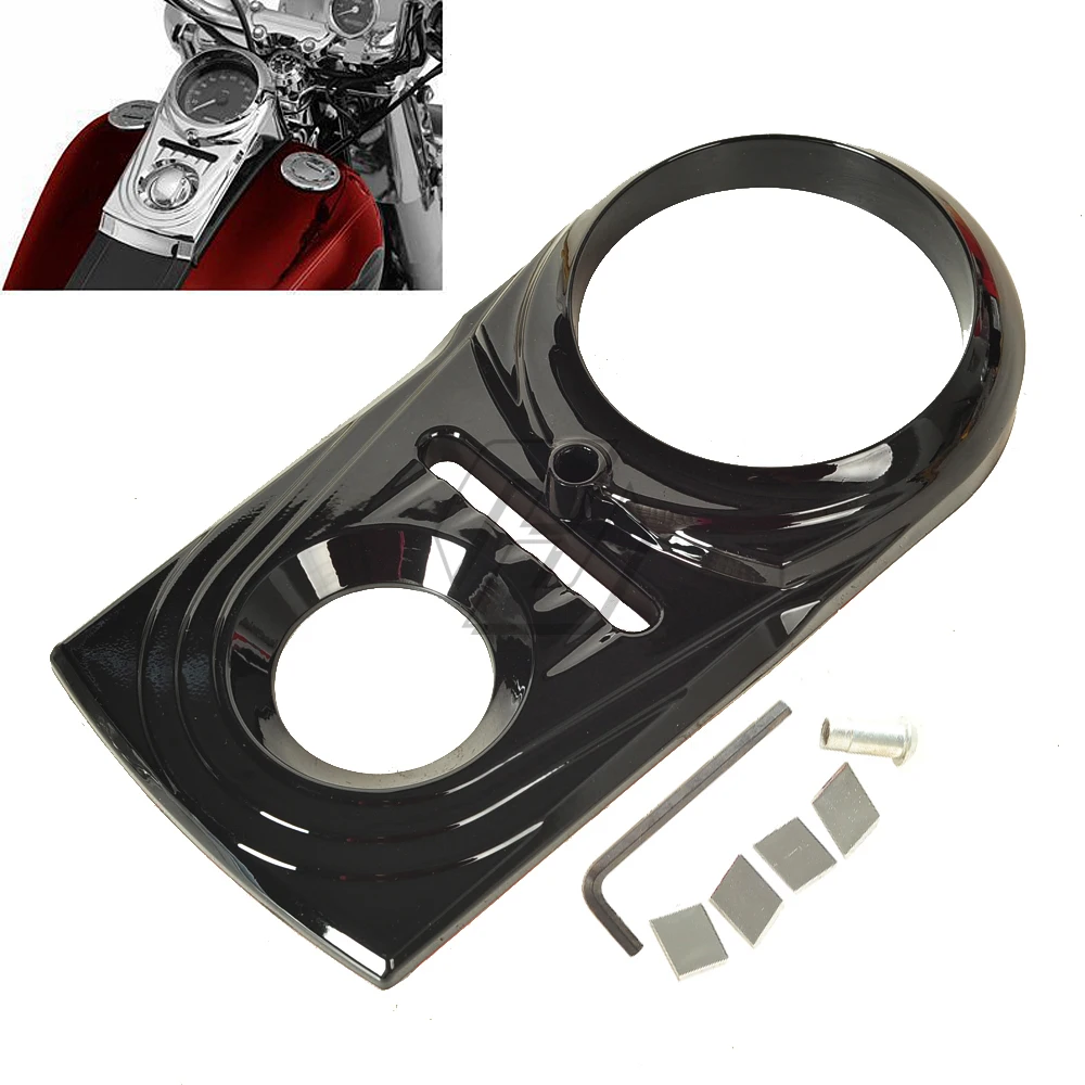 Chrome Мотоцикл тире панель вставить Чехол для Harley Heritage Softail Springer Fatboy FL FX - Цвет: Черный