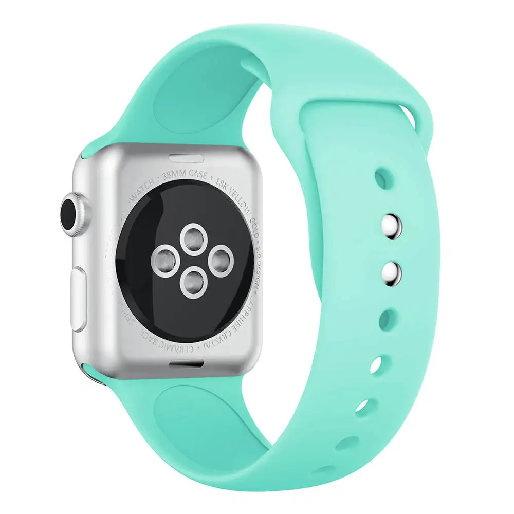 Mint green Спортивные силиконовые часы ремешок для apple watch серии Группа 1/2/3, 42 мм, 38 мм, ремешок для наручных часов iwatch, 4 40 мм 44 мм разноцветных резиновых полосок - Цвет ремешка: Mint green