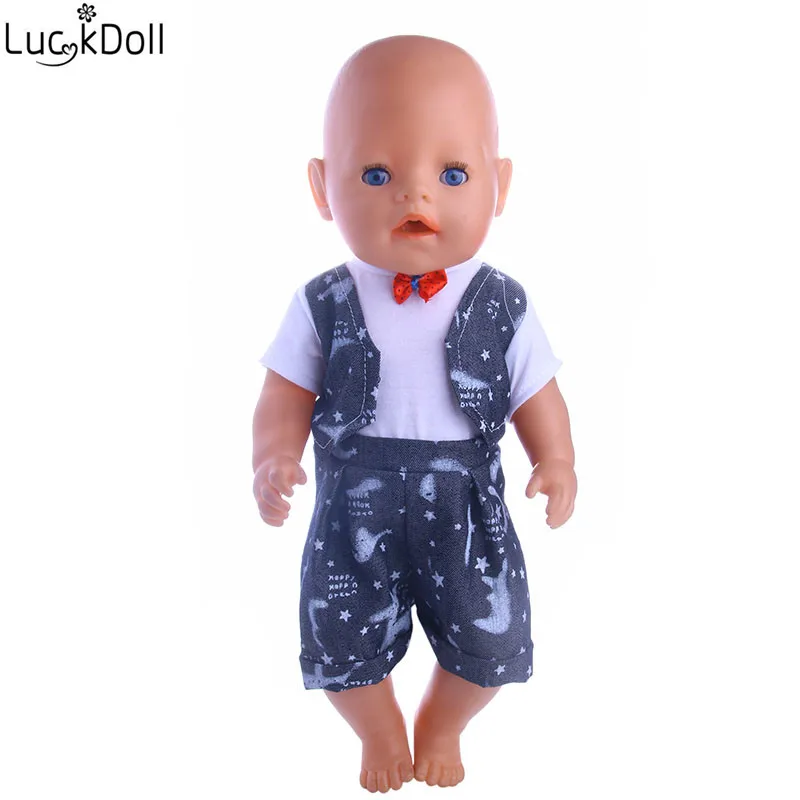 Костюм-бант LUCKDOLL с принтом подходит для 18-дюймовых американских кукол 43 см