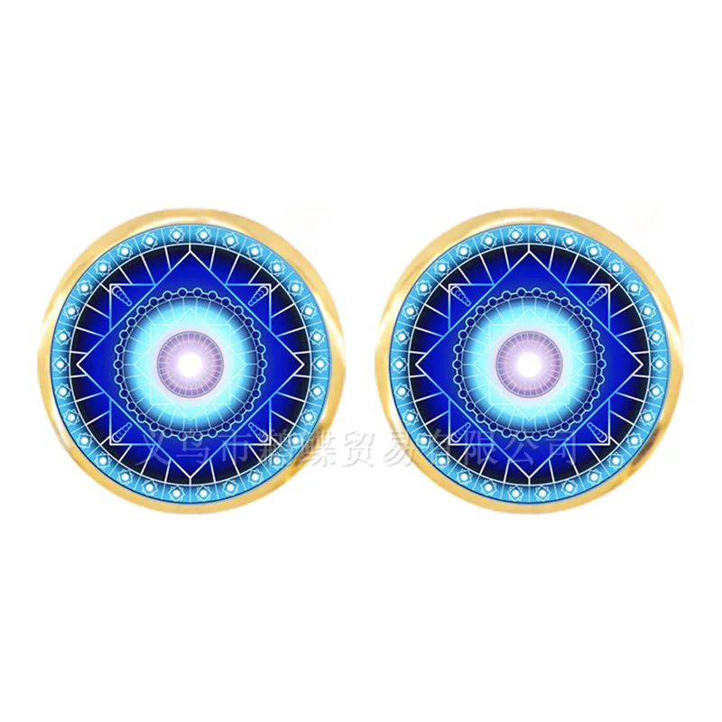 Стеклянные кабошон серьги-гвоздики Мандала Ом Символ йоги дзэн-буддизм 1 пара хна