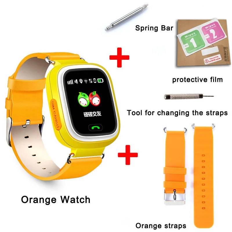 orange add strap Q90 gps Детские Смарт-часы Детские Анти-потери часы с Wifi сенсорный экран SOS Вызов расположение устройства трекер для детей безопасный монитор - Цвет: orange add strap