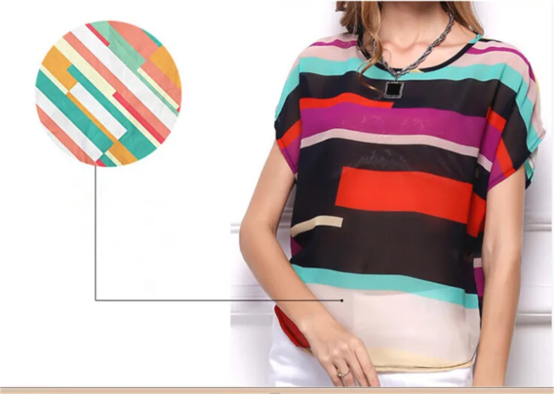 Женская футболка с рукавом летучая мышь летняя из шифона коротким рукавом|clothing